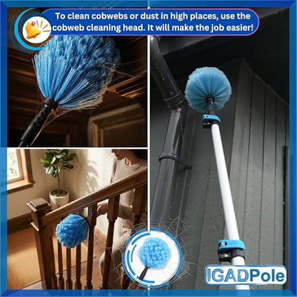 IGADPole 20 FT Water-Fed Washing Kit with Soap-Dispenser, Brush, 10″ Squeegee & Cobweb Duster for Windows, Gutters, Solar Panels & Exterior Walls - size: 20 ft Pole