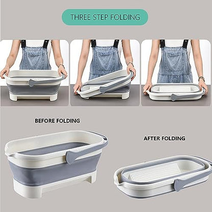 Generic 17L/4.2 Gallon Plastic Bucket, 2024 New Foldable Mop Bucket Laundry Basket with Handle, Portable Water Pail Space-Saving Bucket for House Cleaning, Camping, Fishing, Gray