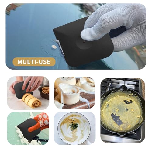 Plastic Pan Dish Pot Food Kitchen Scraper Tool Set, 3 pcs Nylon Plastic Cast Iron Skillet Cleaner Scrubber Scrapper, Kitchen Scraper Non-Scratch (Black) - color: Black, size: 3-Pack