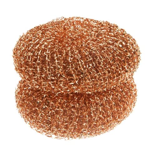 LOLA Copper Mesh Scouring Pad, 18 Grams, 2 Pack, Heavy Duty Cleaning Pads, Copper Coated Knitted Flat Wire Mesh, Recyclable, Cleans Baked On Messes - size: 2 Pack, style: Standard