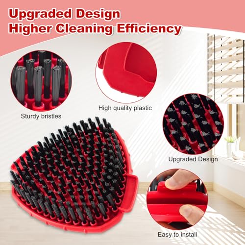 2-Pack Mop Scrub Brush Head for O-Cedar EasyWring 1-Tank, Hard Bristle | Triangular single bucket system base refill. Heavy duty grout tile scrubber attachments. Red shower kitchen cleaning part - size: 2 Pack