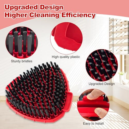 2-Pack Mop Scrub Brush Head for O-Cedar EasyWring 1-Tank, Hard Bristle | Triangular single bucket system base refill. Heavy duty grout tile scrubber attachments. Red shower kitchen cleaning part - size: 2 Pack