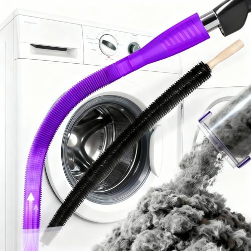 Dryer Vent Cleaner Kit - Universal Vacuum Hose Attachment & Lint Brush, Effectively Clean Clogged Dryer Ducts, Fit Most Vacuums for Dryer, Refrigerator Coils & Behind Appliances (Purple) - color: Purple