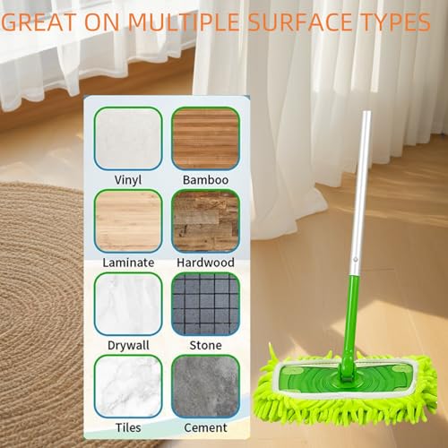 4-Pack Thickened Heavy-Duty Chenille Mop Pads Compatible with Swiffer Sweeper and All Other 10-12 Inch Mops, Reusable Wet & Dry Mop Refills