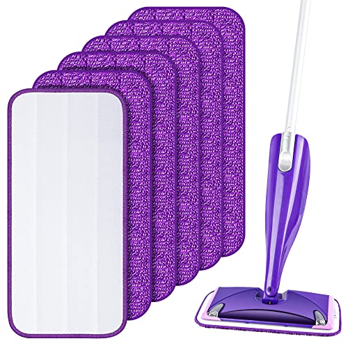 Reusable Mop Pads Refills for Swiffer WetJet, Wet Pads Refill Microfiber Mop Replacement Machine Washable Up to 100 Times for Floor Cleaning Wet Dry Use for All Floor Types, 6 Pack - color: Purple