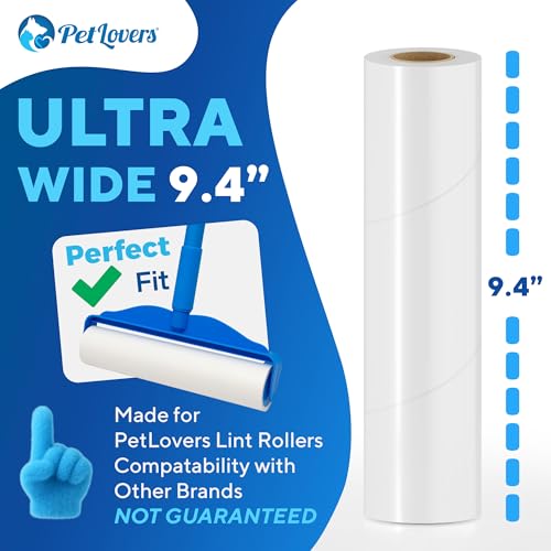 PetLovers Extra Sticky Floor Lint Roller 4 Pack of Refills Only - No Handles Included - 90 Sheets Per Refill 360 Sheets Total - size: 4 Pack Floor Roller Refills