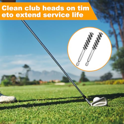 2-Pack Stainless Steel Bore Brush Set with 1/4" Hex Shank Twisted Wire Bristles, Electric Drill Attachments Wire Brush for Rust and Tube Cleaning, Also Work as Golf Shaft Ferrules Cleaner Tool