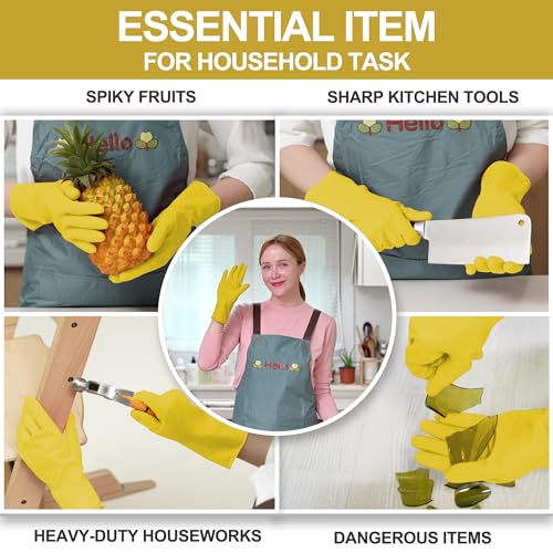 MAMISON 10 Pack Simple and Short Hands Gloves, Reusable Non-Slip Rubber Gloves Large Size - color: Yellow