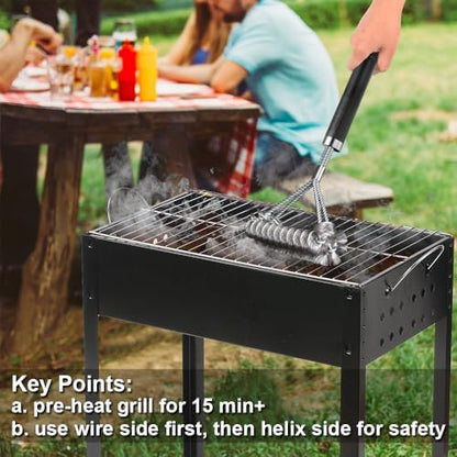 GRILLART Grill Brush [Wire + Helix] Combined BBQ Brush - Safe & Efficient Grill Cleaning Brush - 18" Grill Cleaner Brush Scrubber for Gas/Porcelain/Charbroil Grates – BBQ Accessories Gifts for Men/Dad