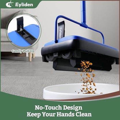 Eyliden Carpet Sweeper, Mini Size Lightweight Hand Push - No Noise, Non-Electric, Easy Manual Sweeping Only for Carpet Cleaning (Blue) - color: Blue