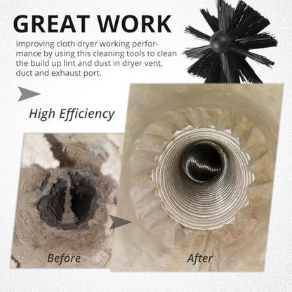 4 Inch Dryer Vent Cleaner Brush Head, Duct Cleaning Brush with 3/8” Hex Shaft Drill Attachment for Dryer Vent Cleaning, Fireplace, Chimney Washing, Compatible with Standard M8 Flexible Rods - size: 4 Inch