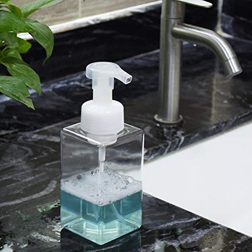 UUJOLY Foaming Soap Dispenser, 450ml (15oz) Refillable Pump Bottle Plastic for Liquid Soap, Shampoo, Body Wash (2 Pcs) (Clear) - color: Clear, size: 15 oz (2 Pack)