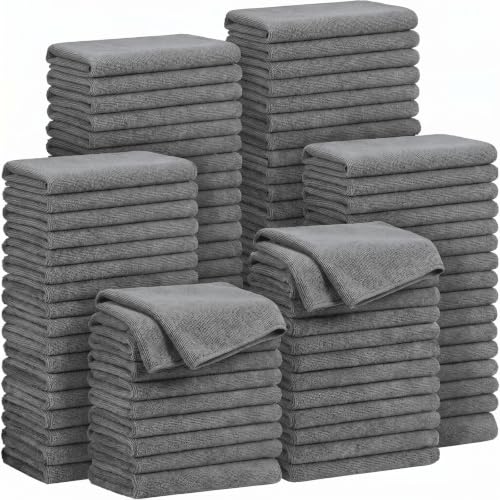 Preboun 300 Pack 12 x 16 Inch Microfiber Cleaning Cloth Bulk Multipurpose Reusable Washable Cleaning Rags Absorbent Towels for House, Kitchen, Car, Office, Window(Grey) - color: Grey