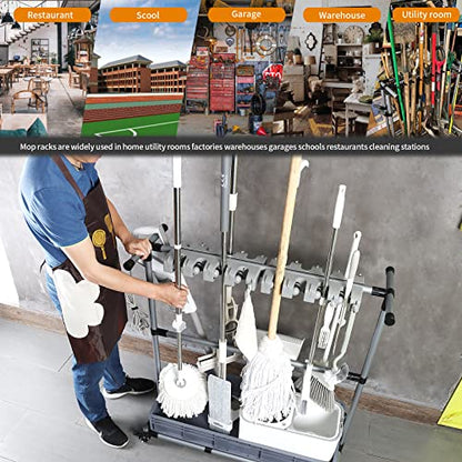 Generic Multifunctional Cleaning Cart and Tool Organizer - Broom and Mop Holder
