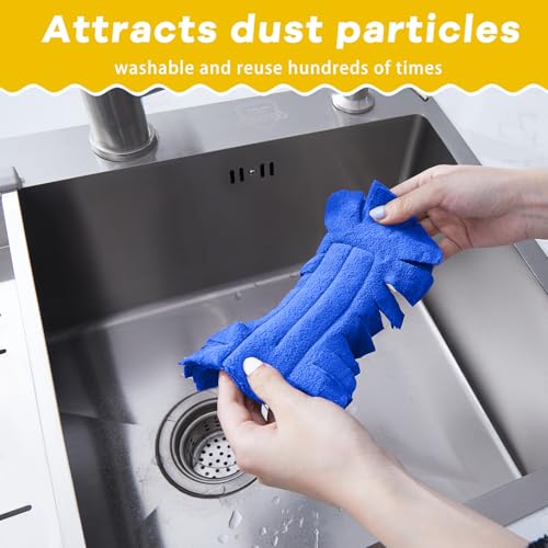 Zubebe 6 Pcs Duster Refill Reusable Fleece Duster Refills Feather Flat Dusters Multi Surface Washable Cleaning Pads Tools for Home, Blinds, Car, Pet, Furniture, Fans (Blue,Yellow,Purple) - color: Blue, Yellow, Purple