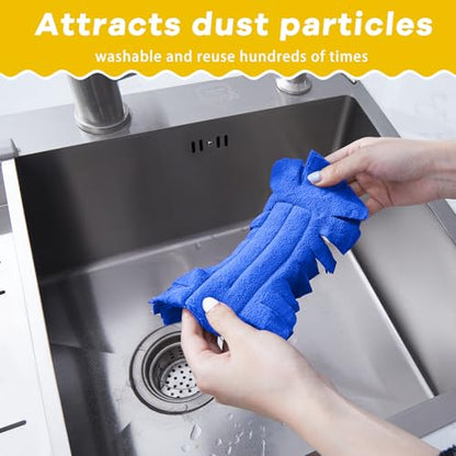 Zubebe 6 Pcs Duster Refill Reusable Fleece Duster Refills Feather Flat Dusters Multi Surface Washable Cleaning Pads Tools for Home, Blinds, Car, Pet, Furniture, Fans (Blue,Yellow,Purple) - color: Blue, Yellow, Purple