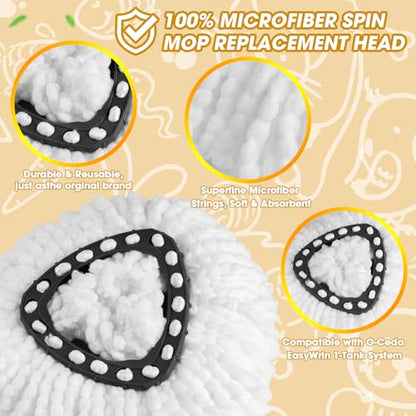 20 Pack Spin Mop Replacement Heads,100% Microfiber Mop Heads Replacements Compatible with OCeda Easywring 1-Tank System,Spinning Mop Replace Head for Easy House Cleaning Floor Mopping - size: 20pcs