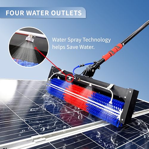 Solar Panel Cleaning Roller Brush, 11FT Water Fed Pole Kit, Solar Panel Electric Cleaning Brush, Adjustable Outdoor Window Cleaning Kit, Photovoltaic panel cleaning tools, with Power Converter - size: 11FT-inverter