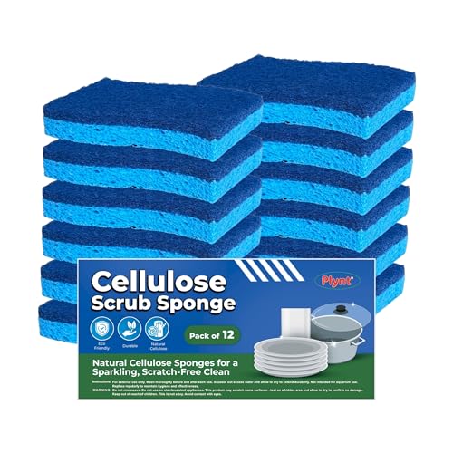 Zero Scratch Scrub Sponge, Pack of 12 Sponges for Dishes, Kitchen & Bathroom, Zero Scratch, Multi-Surface Safe, Cleans Fast, Tackles Tough Messes, Safe for Nonstick Pots & Pans