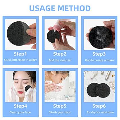 100-Count Facial Sponges Compressed Natural Cellulose Sponge Round Shape Face Sponge for Face Cleansing Exfoliating and Makeup Removal, Black - color: 100- Pack Black