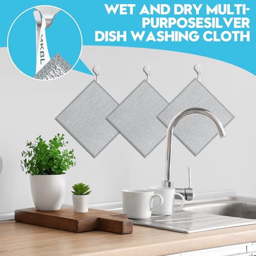 12 Pcs New Upgraded 3 Layers Non Scratch Wire Dishcloth, Multipurpose Wire Dishwashing Rags, Wet & Dry for Cookware, Sinks, Dishes, Stoves & Fireplaces (7.87 x 7.87-12pcs) - size: 7.87x7.87-12pcs
