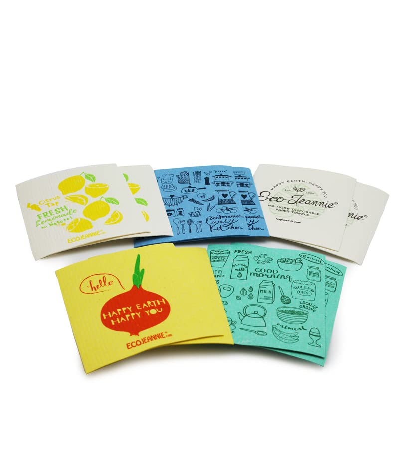 (10 Pack) Eco-Friendly Reusable German Cleaning Cloth 100% Biodegradable Cellulose Sponge Cloths, Kitchen Cloths, GMO-Free, Reusable - Made in Germany Packaged in P.R.C. - size: 10