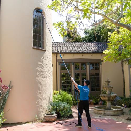 Aquaspray Venom 40FT Premium 24T Carbon Fiber Water Fed Pole Kit for Window & Solar Panel Cleaning, Anti-Spin Clamps, 10 inch Dual-Trim Brush, 55FT Hose, 3/4 in Quick Connect
