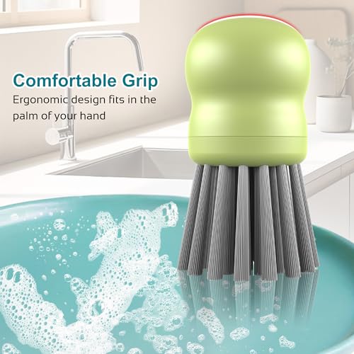 Mini Dish Brush for Cleaning Chicken Shredder, Palm Brush Dish Scrubber with Ergonomic Grip, Kitchen Brush for Washing Dishes, Pans, Pots, Sink (1, Matcha) - color: Matcha
