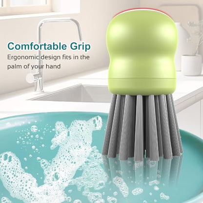 Mini Dish Brush for Cleaning Chicken Shredder, Palm Brush Dish Scrubber with Ergonomic Grip, Kitchen Brush for Washing Dishes, Pans, Pots, Sink (1, Matcha) - color: Matcha