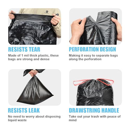 25 Gallon Trash Bags with Drawstring, 90 Count, Black | Heavy Duty, Large Capacity, Strong Plastic Liners Garbage Bags for Kitchen, Yard, Industrial, Commercial
