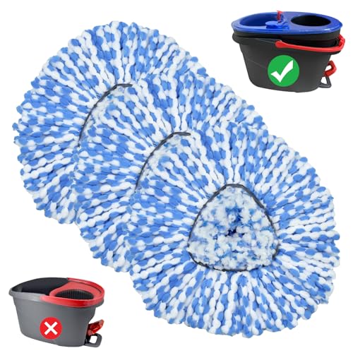 Spin Mop Head Replacements Compatible with Ocedar RinseClean 2 Tank System,Mop Head Refill Replacement for O-cedar 2 Tank System - Easy to Replace,100% Microfiber, All Hard-surfaced Floor Clean 3 Pack - color: 3 Pack Blue White-2 Tank
