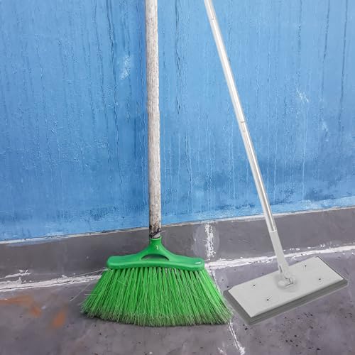 Heavy Duty Adjustable Dust Mop with 3-Section Extendable Aluminum Handle, Microfiber Flat Cleaning Mop for Hardwood Floors and Industrial Use, Gray