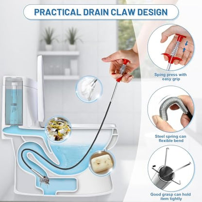 33 inch Drain Snake Flexible Grabber Claw – Toilet Snake Drain Claw for Clog Remover & Pick Up Small Items - color: 33inch