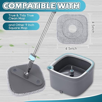 Square Microfiber Mop Pads Compatible with True & Tidy True Spin Mop - Mop Replacement Pads for Square Spin Mop and Bucket - Washable Pads fit for All 9 Inch Square Spin Mop (6 Pack) - color: 6 Pack (Grey)