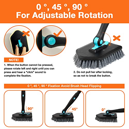 3 in 1 Scrub Cleaning Brush with Long Handle 51'' - Shower Bathtub Tub & Tile Scrubber Brush Include 1 Stiff Brush Head & 3 Scouring Pads & 3 Microfiber Clothes, for Wall Bathroom Glass Bathtub(Black) - color: Black