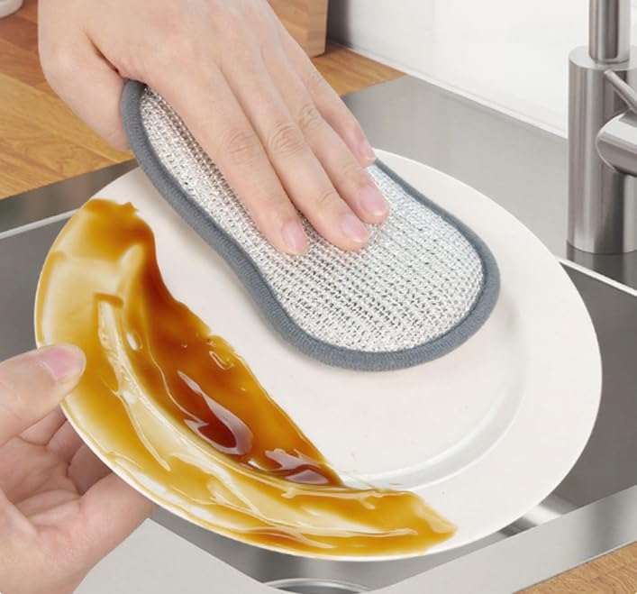 Multi-Purpose Non-Scratch Kitchen Sponge – Dual-Sided Microfiber Dish Sponge with Heavy-Duty Scrubbing Power – Effortlessly Cleans Dishes, Pots, and Pans (1 Pack)