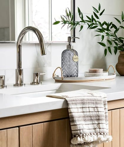 JASAI 18Oz Gray Glass Soap Dispenser with Rust Proof Pump, Refillable Kitchen soap Dispenser for Dish Soap, Bathroom Soap Dispenser for Dispense Hand soap, Lotion. - color: Smoky Gray