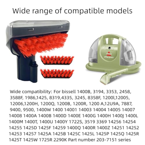 Upgraded 5.3in 1400B Little Green Machine Multi-Purpose Tools Stair Brush Replacement Parts Compatible for 4075 3194 3353 2458 3588F 1986 1425 2513E 3624 Tough Stain Brush Tool Attachments(Black 1+2) - color: Upgrade (Black 1+3)
