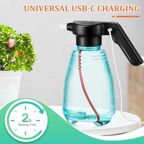 Electric Spray Bottle Plant Mister for Indoor Outdoor Plants, 0.5 Gallon Automatic Watering Can Rechargeable Battery Powered Sprayer with Adjustable Spout for Gardening, Cleaning(Green Style) - style: Green Style