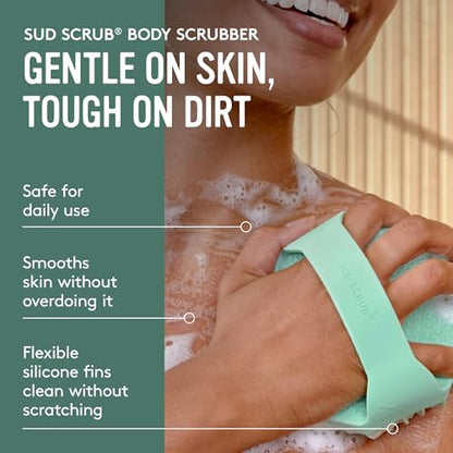 Sud Scrub® Antimicrobial Silicone Body Scrubber, Exfoliating Body Brush for Sensitive Skin, Antibacterial Shower Scrubber for Body, Bathroom Essentials for Men & Women, Mint - color: Mint