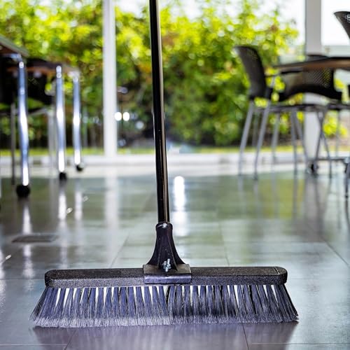 18" High Power Push Broom Multi-Surface Steel Handle