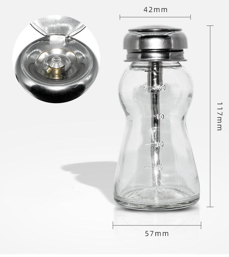 4 Oz/ 120ml Glass Push Down Pump Dispenser Bottle With Cap Push Down Glass Empty Pump Dispenser for Alcohol Makeup Clear Refillable Bottle Hand Pumping Press Container (120ml) - color: Clear - 120ml - Round - 1pcs