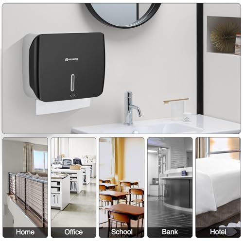 Paper Towel Holder Dispenser Wall Mount,Multifold/Trifold/C Fold Hand Towel Dispenser,Commercial Paper Towel Dispenser for Bathroom Tissue Dispenser,Large Capacity 200 Sheets (Black-3010) - color: Black-3010