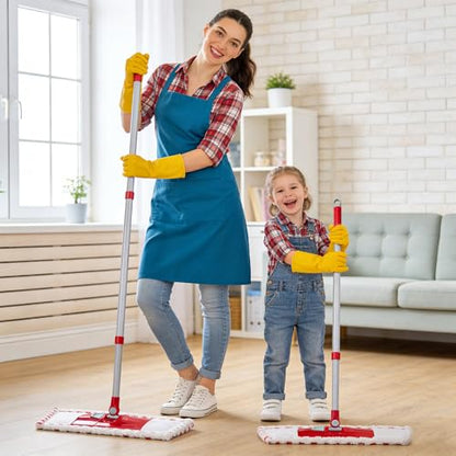 Microfiber Flat Mop for Floor Cleaning, 360° Rotating Hardwood Mop with 2 Reusable Washable Pads, Wet Dry Dust Mop with Coated Iron Handle, Lazy Cleaning Tool for Baseboard Wall Wood Tile Floors