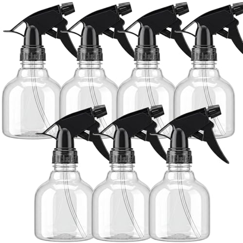SUPERLELE Spray Bottles 7pcs 8oz Empty Plastic Spray Bottle with Adjustable Nozzle for Hair and Cleaning Solutions Includes Funnel and Labels