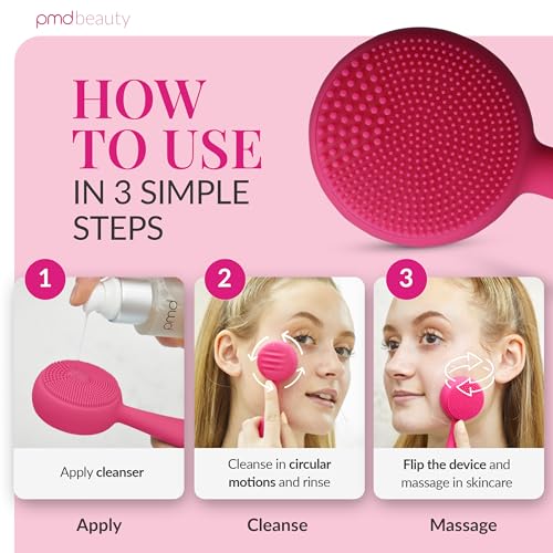 PMD Clean - Smart Facial Cleansing Device with Silicone Brush & Anti-Aging Massager - color: Pink