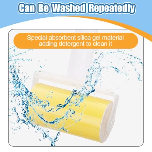 Lint Remover Washable Clothes Hair Sticky Roller Reusable Portable Pet Hair Remover Sticky Roller Easy Install,Yellow
