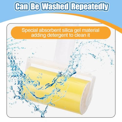 Lint Remover Washable Clothes Hair Sticky Roller Reusable Portable Pet Hair Remover Sticky Roller Easy Install,Yellow
