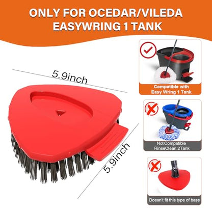 Fatmass Scrub Brush Mop Head Replacement Compatible with O Cedar EasyWring 1 Tank Spin Mop,New Upgrade Stiff Bristle Shower Brush Scrubbing Brush Cleaning Brush for Bathroom, Kitchen, Tub, Tile - size: Large (Black 1 Pack)