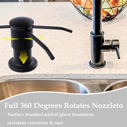 Sink Soap Dispenser Pump Black Built in Kitchen Counter Dish Soap Dispenser with 41" Extension Tube/17 Oz Bottle for Bathroom Under Sink Hand Soap Lotion Pump - color: Black